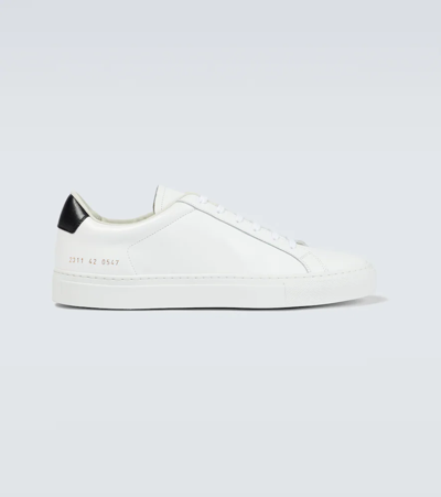 Shop Common Projects Retro Low Leather Sneakers In White/black