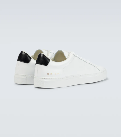 Shop Common Projects Retro Low Leather Sneakers In White/black