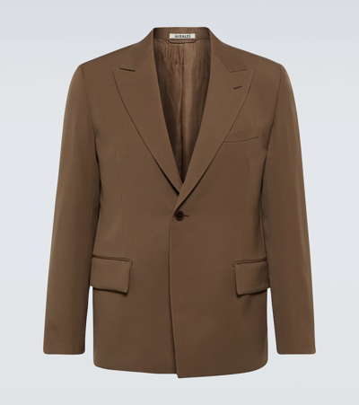 Auralee Brown Light Wool Max Gabardine Blazer In Briown | ModeSens