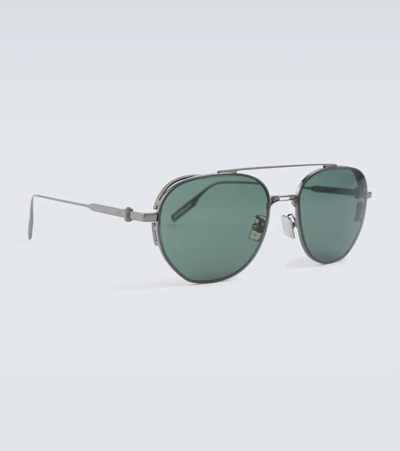Dior Neo Ru Sunglasses In Shiny Gumetal / Green