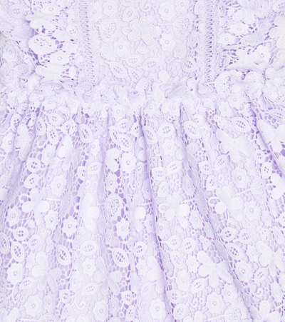 Shop Self-portrait Bow-trimmed Guipure Lace Dress In Purple