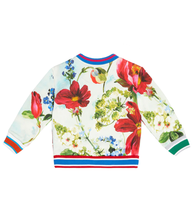 Shop Dolce & Gabbana Baby Logo Floral Cotton Sweatshirt In Giard.pitt.fdo Azzur