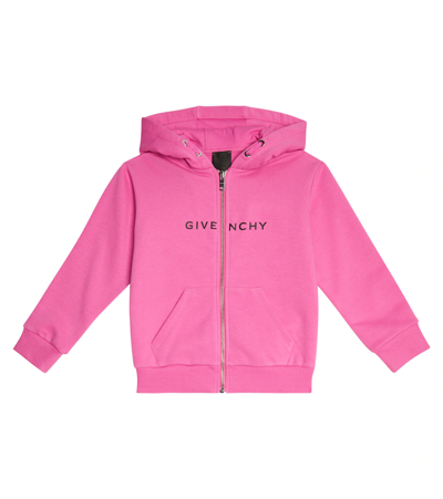 Shop Givenchy Logo Zipped Hoodie In Rasberry