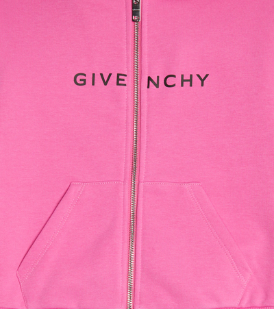 Shop Givenchy Logo Zipped Hoodie In Rasberry