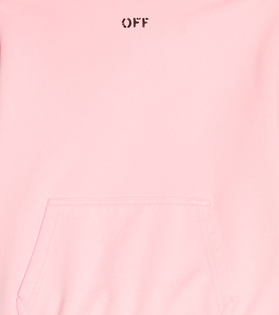 Shop Off-white Diag Cotton Jersey Hoodie In Pink Black