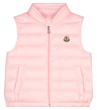 Moncler Girls Pink Down Padded Puffer Gilet In Pink