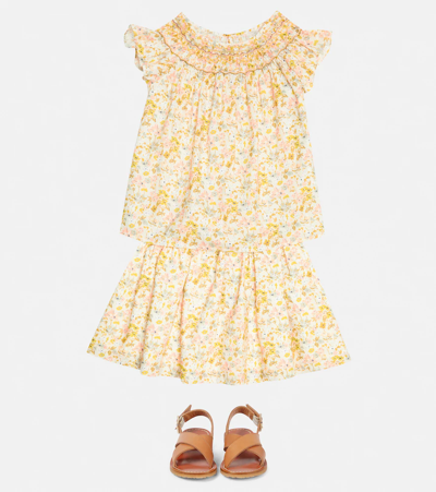 Bonpoint Ella Floral Cotton Blouse In Fl Vanille