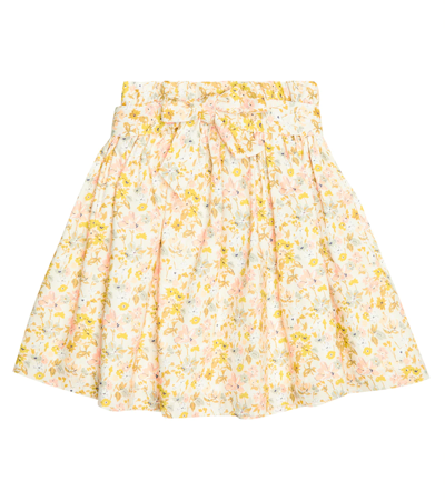 Shop Bonpoint Tuie Flora Cotton Skirt In Fl Vanille