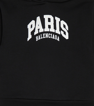 Shop Balenciaga Logo Cotton Hoodie In Black/white