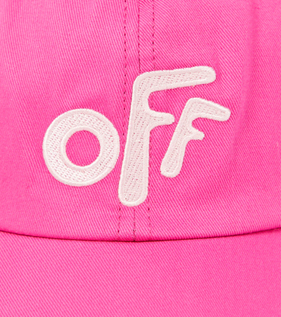 Shop Off-white Logo Cotton Baseball Cap In Pink