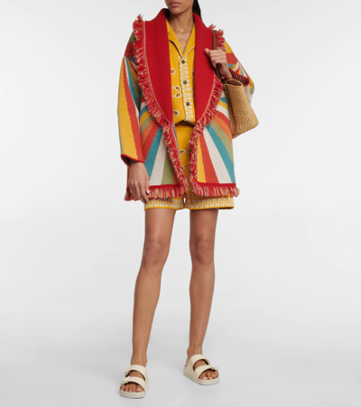 Shop Alanui Psychedelic Lips Icon Jacquard Cardigan In Multicolor