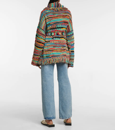 Shop Alanui Over The Rainbow Icon Striped Cardigan In Multicolor