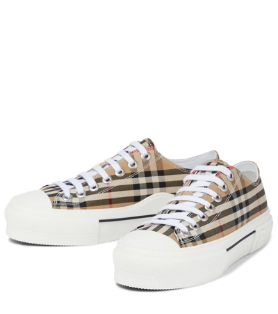 Shop Burberry Check Canvas Sneakers In Archive Beige
