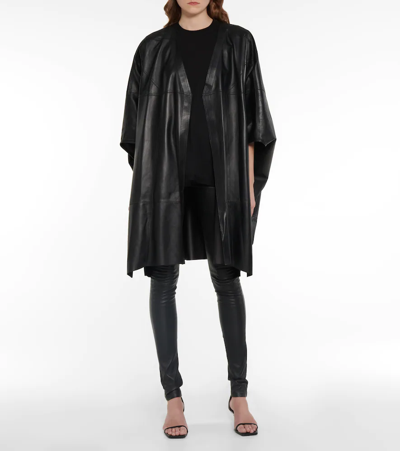 Shop Rick Owens Draped Leather Coat In Black