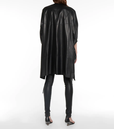 Shop Rick Owens Draped Leather Coat In Black