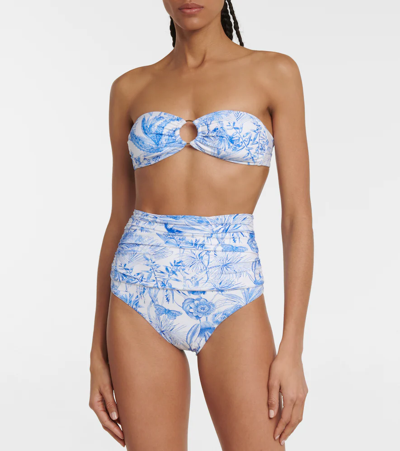 Melissa Odabash Ancona Printed Bandeau Bikini Top In Tropical Blue