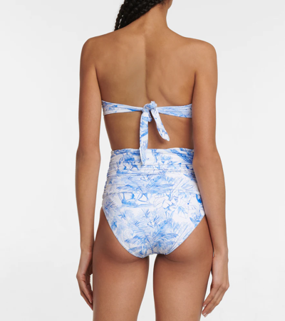 Melissa Odabash Ancona Printed Bandeau Bikini Top In Tropical Blue