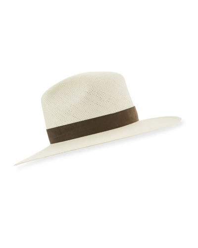 Shop Janessa Leone Marcell Packable Straw Fedora Hat In Bleach