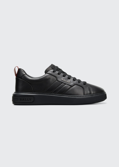 Shop Bally Men's Maxim Leather Low-top Sneakers In Black