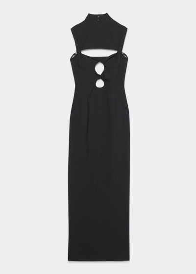 Shop Jacquemus Palmi Twist Cutout Column Dress In Black