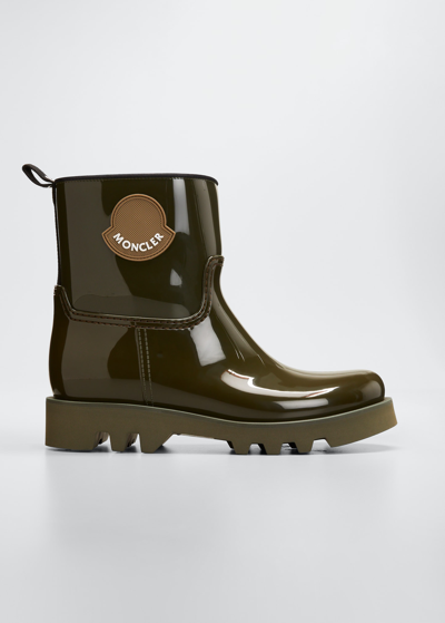 Shop Moncler Ginette Waterproof Rubber Rain Boots In Olive