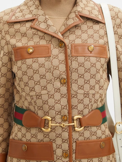 Gucci GG Monogram Belted Jacket in Brown