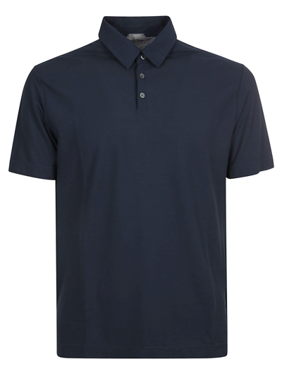 Shop Zanone Short-sleeve Polo Shirt In Copying Blue