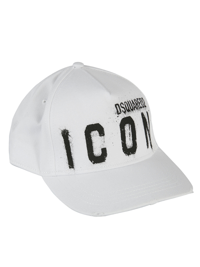 Shop Dsquared2 Icon Spray Baseball Cap In White/black
