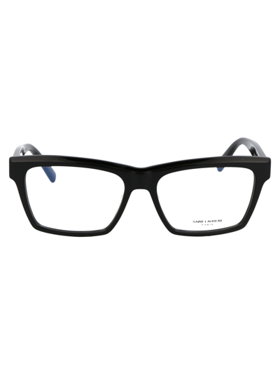 Shop Saint Laurent Eyewear Sl M104 Opt Glasses In 002 Black Black Transparent