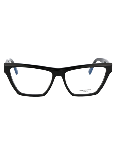 Shop Saint Laurent Sl M103 Opt Glasses In 001 Black Black Transparent