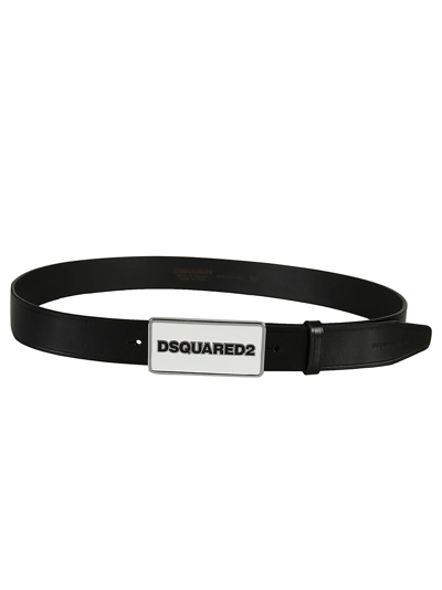Shop Dsquared2 Logo Buckle Belt In Black/white