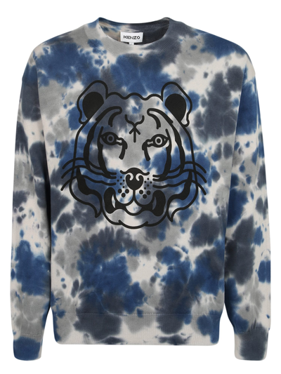 Shop Kenzo K-tiger Tie Dye Sweatshirt In Blue