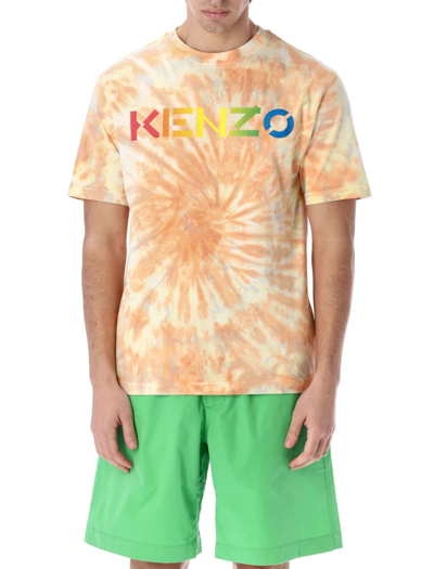 Shop Kenzo Tie-dye T-shirt In Orange Tie Dye