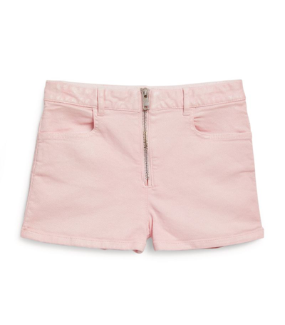 Shop Givenchy Kids Zip-up Denim Shorts In Pink