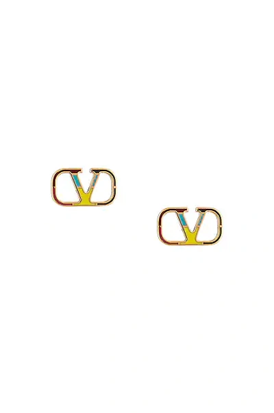 Valentino Garavani Vlogo Enamelled Gold-tone Earrings In Multicoloured |  ModeSens