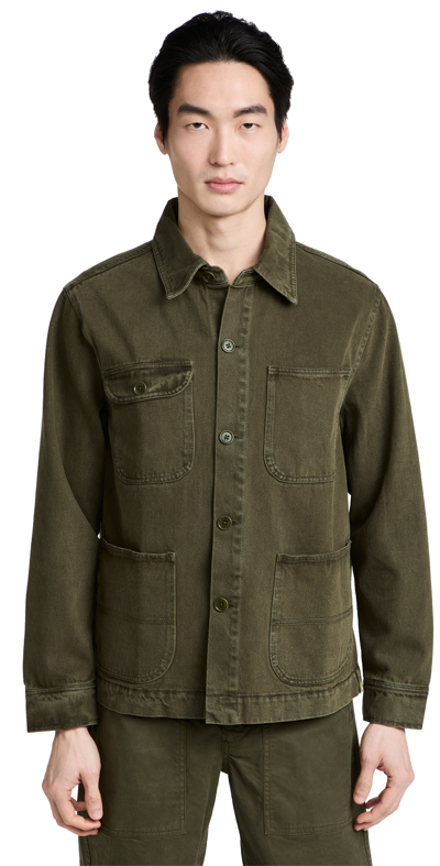 Shop Alex Mill Work Jacket In Recycled Denim In Military Olive