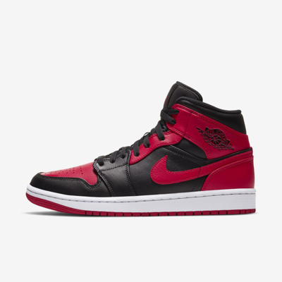 Shop Jordan Air  1 Mid Shoes In Black,white,gym Red
