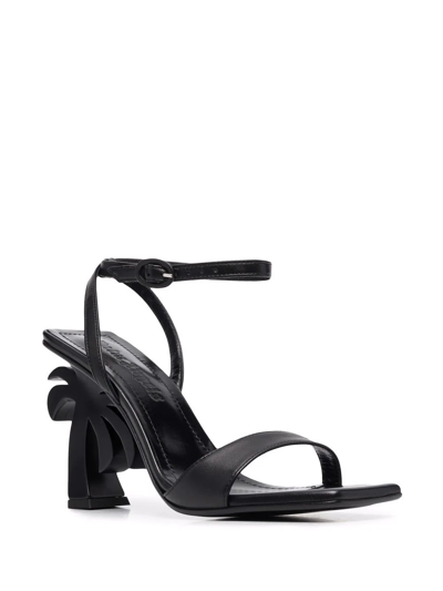 Shop Palm Angels Sculpted-heel Open-toe Sandals In Black