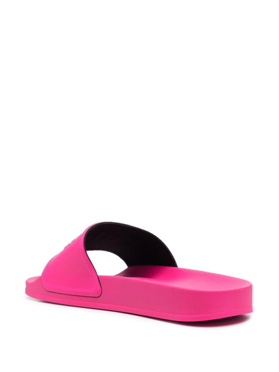 Shop Palm Angels Logo-print Open-toe Slides In Pink
