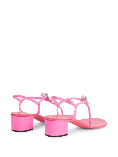 Shop Giuseppe Zanotti Clementyne 40mm Crystal-embellished Flip-flops In Pink