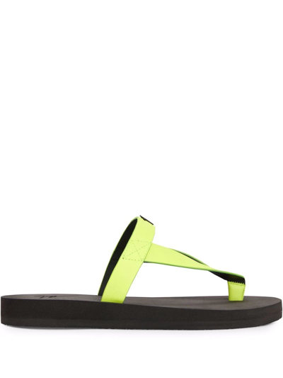 Shop Giuseppe Zanotti Hydra Leather-trim Flip-flops In Yellow