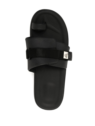 Shop Suicoke Uta Rubber Toe-strap Slides In Black