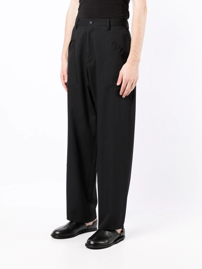 Shop Sulvam Flap-pocket Trousers In Black