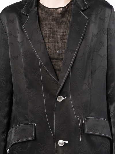 Shop Sulvam Contrast-stitched Jacket In Black