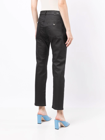 Shop Emporio Armani High-rise Straight Leg Jeans In Black