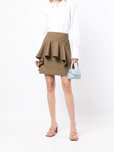 Shop Palmer Harding Ruffle-detail Mini Skirt In Brown