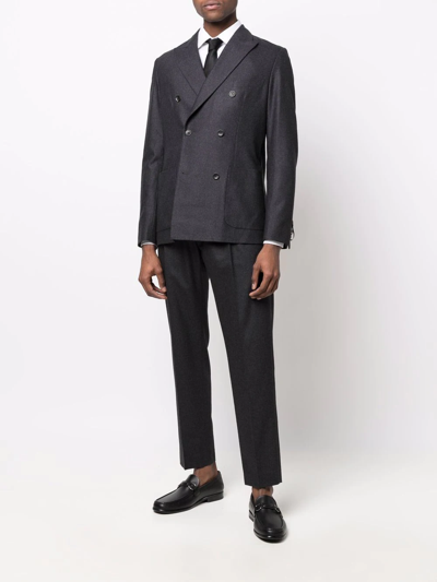 Shop Tonello Double-breasted Tailored Suit In Grey