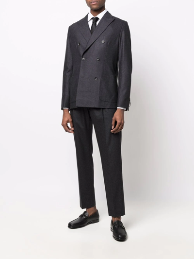 Tonello Double-breasted Tailored Suit In Grey