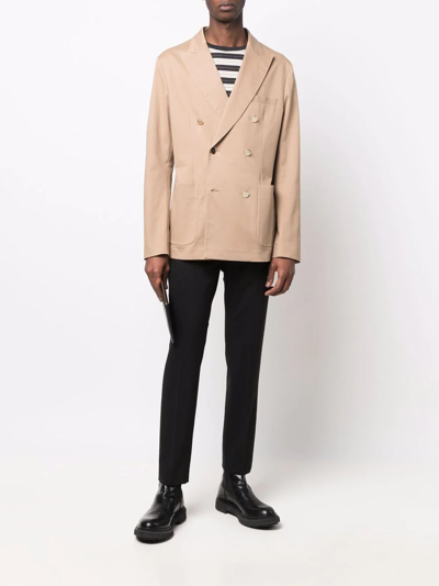 Tonello Double-breasted Fitted Blazer In Neutrals
