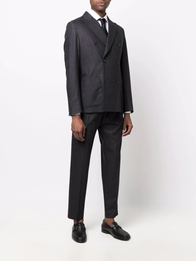 Tonello Double-breasted Tailored Suit In Grey